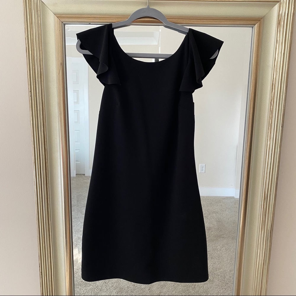 Mini Black Cocktail Ruffle Dress w/ Low Back